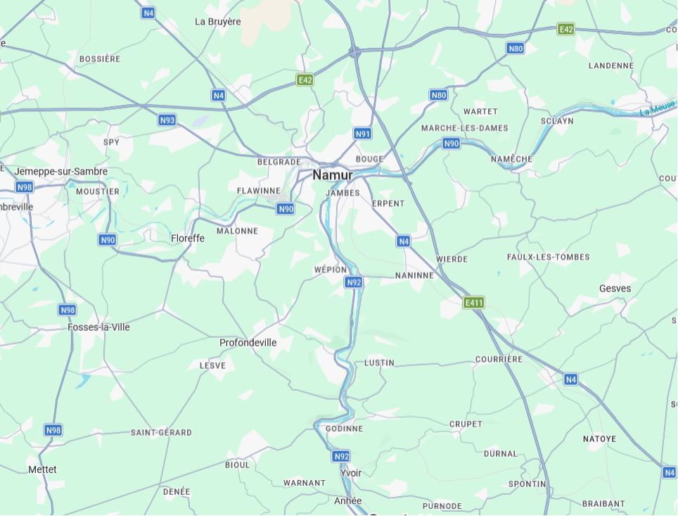 Carte zone d’intervention Chauffalya à Namur